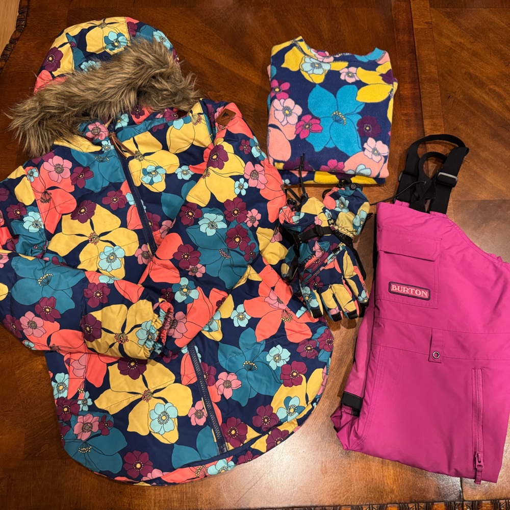Burton Girls’ Snow Bundle - Jacket Bib Base Layer & Gloves